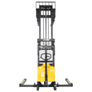Vestil Steel/Plastic Hand Pump DC Powered Stacker with Adjustable Forks and Legs 98 In. Raised Height 2,000 Lb. Capacity Black / Yellow - SE/HP-98-AA