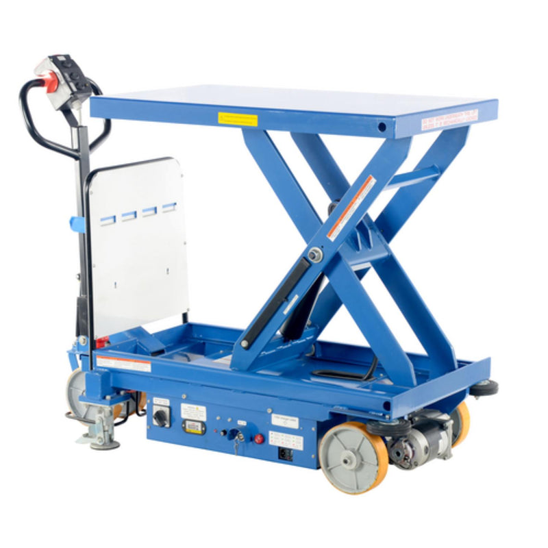 Vestil Steel Powered Drive and Lift Hydraulic Scissor Cart 40 In. x 24 In. 1500 Lb. Capacity Blue - CART-1500-DC-CTD
