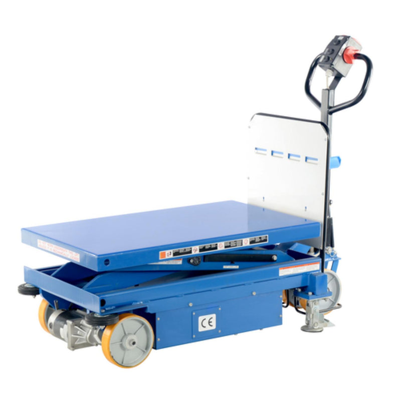 Vestil Steel Powered Drive and Lift Hydraulic Scissor Cart 40 In. x 24 In. 1500 Lb. Capacity Blue - CART-1500-DC-CTD