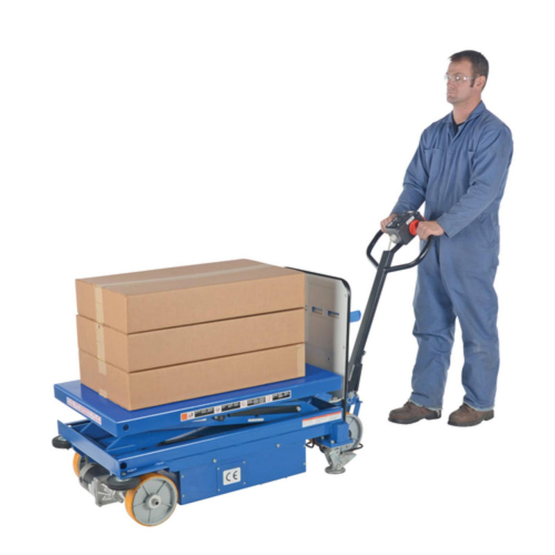 Vestil Steel Powered Drive and Lift Hydraulic Scissor Cart 40 In. x 24 In. 1500 Lb. Capacity Blue - CART-1500-DC-CTD