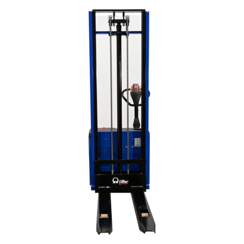 Vestil Steel Pramac 12 Volt Battery Powered Fixed Fork Stacker 72 In. x 33-1/2 In. x 88-3/4 In. 2500 Lb. Capacity Blue - PMC-S-FF-137
