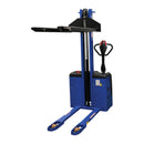 Vestil Steel Pramac DC Powered Narrow Mast Stacker Fixed Forks 67 In. x 31 In. x 73-1/2 In. 2200 Lb. Capacity Blue / Black - PMC-SNM-FF-62