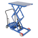 Vestil Steel Premium Double Scissor Cart with Foot Release 23-1/4 In. x 33 In. 600 Lb. Capacity Blue - CART-600-D-FR