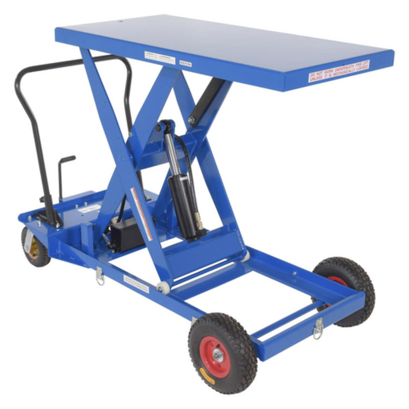 Vestil Steel Rough Terrain Elevating Cart 24 In. x 48 In. 1000 Lb. Capacity Blue -CART-PN-1000