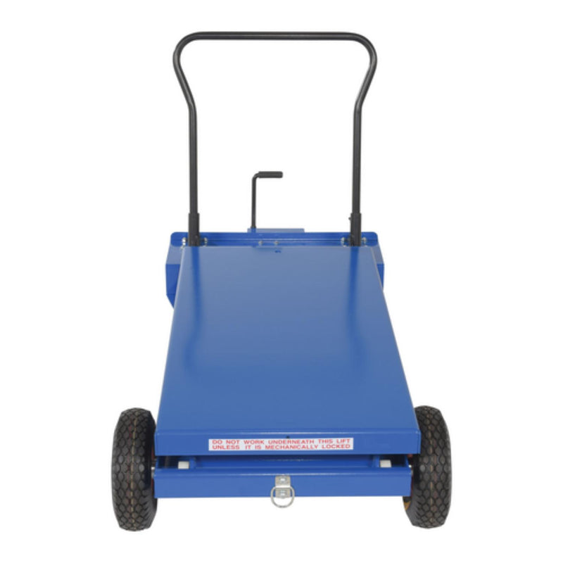 Vestil Steel Rough Terrain Elevating Cart 24 In. x 48 In. 1000 Lb. Capacity Blue -CART-PN-1000