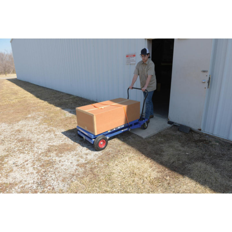 Vestil Steel Rough Terrain Elevating Cart 24 In. x 48 In. 1000 Lb. Capacity Blue -CART-PN-1000