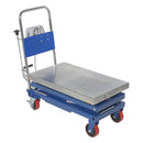 Vestil Steel Scissor Cart with Scale 19-1/2 In. x 32 In. 1000 Lb. Capacity Blue/Silver - CART-1000-SCL