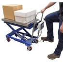 Vestil Steel Scissor Cart with Scale 19-1/2 In. x 32 In. 1000 Lb. Capacity Blue/Silver - CART-1000-SCL