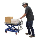 Vestil Steel Scissor Cart with Scale 19-1/2 In. x 32 In. 1000 Lb. Capacity Blue/Silver - CART-1000-SCL