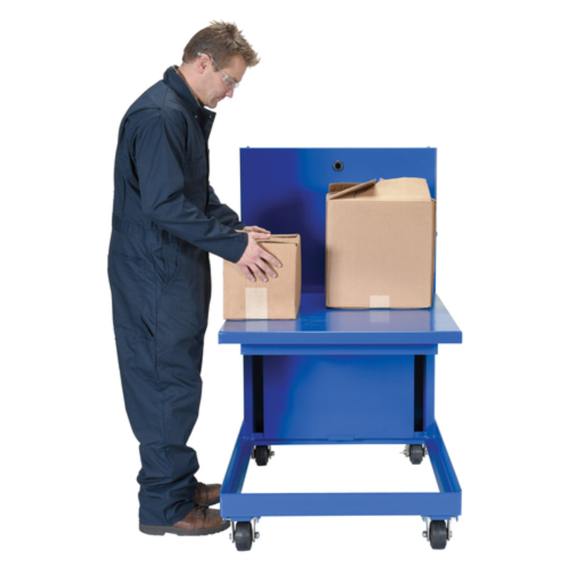 Vestil Steel Self Elevating Spring Table 20 In. x 20 In. 840 Lb. Capacity Blue - ETS-840-30