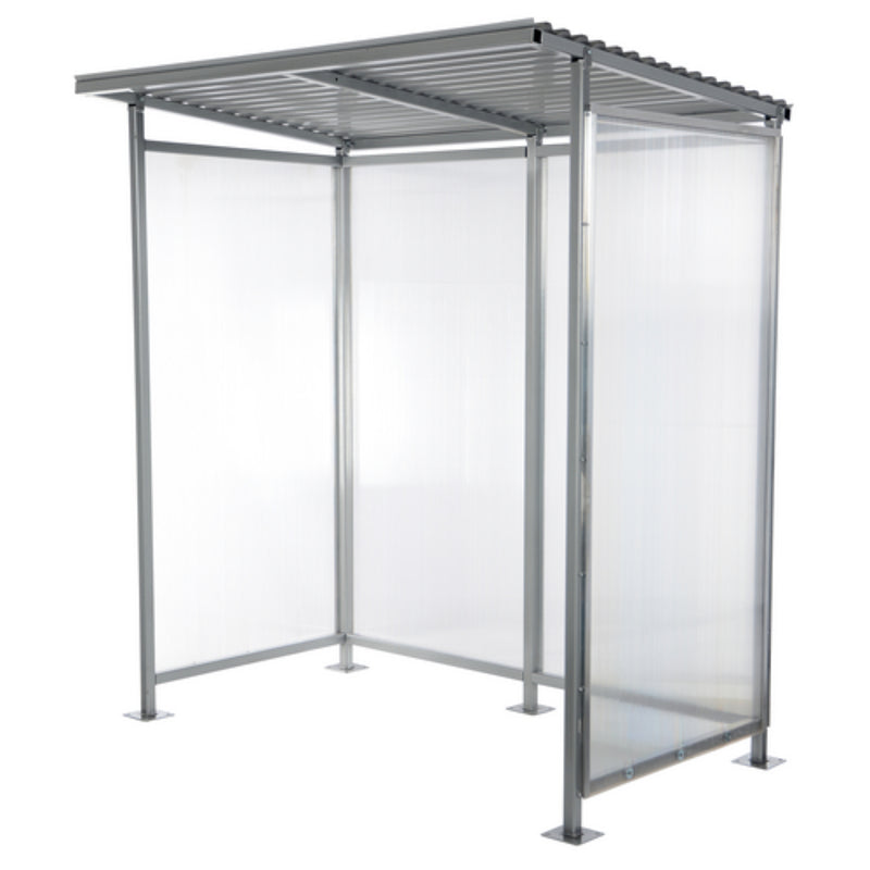 Vestil Steel Smoking Shelter Bus Stop 3-4 Person Capacity Silver - SSH-7939-80