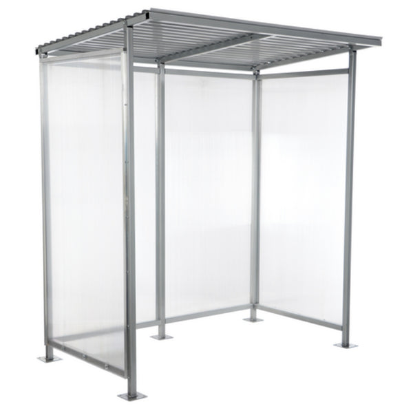 Vestil Steel Smoking Shelter Bus Stop 3-4 Person Capacity Silver - SSH-7939-80