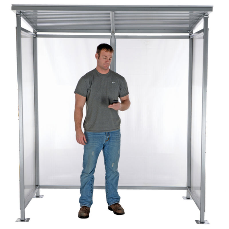 Vestil Steel Smoking Shelter Bus Stop 3-4 Person Capacity Silver - SSH-7939-80