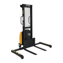 Vestil Steel Stacker with Adjustable DC Powered Winch 770 Lb. Capacity Black / Yellow - VWS-770-AA-DC