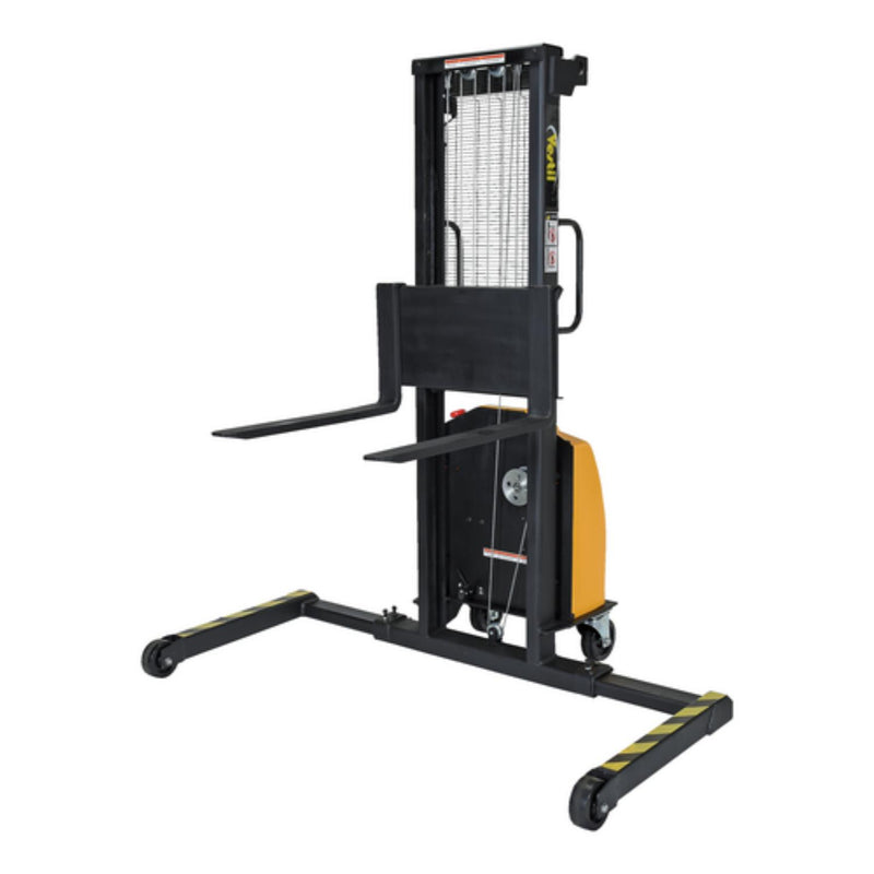 Vestil Steel Stacker with Adjustable DC Powered Winch 770 Lb. Capacity Black / Yellow - VWS-770-AA-DC