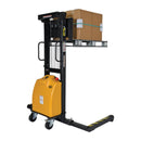 Vestil Steel Stacker with Adjustable DC Powered Winch 770 Lb. Capacity Black / Yellow - VWS-770-AA-DC