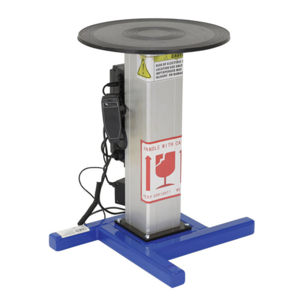 Vestil Steel Turntable 18 In. Diameter DC Powered 27-43 In. Height Adjustment 24V 750 Lb. Capacity Blue - TT-18-LA
