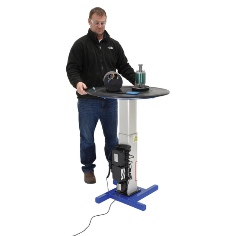 Vestil Steel Turntable 30 In. Diameter DC Powered 28-43 In. Height Adjustment 24V 750 Lb. Capacity Blue - TT-N-30-LA