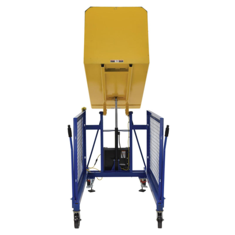 Vestil Steel Universal DC Powered Trash Can Dumper 48 In. Maximum Dump Height Blue / Yellow - TCD-U-48-DC