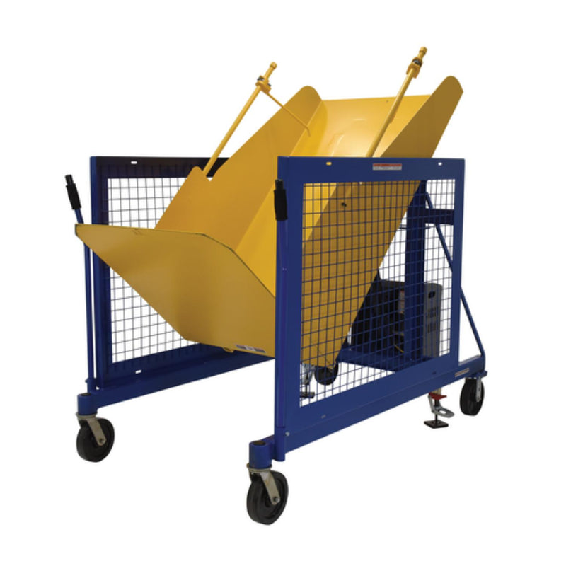 Vestil Steel Universal DC Powered Trash Can Dumper 48 In. Maximum Dump Height Blue / Yellow - TCD-U-48-DC
