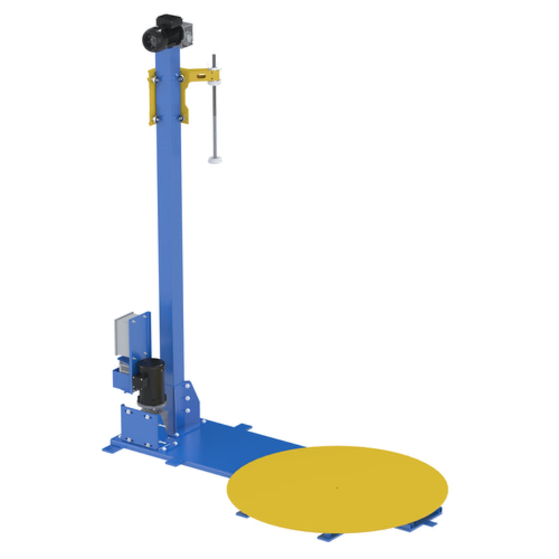 Vestil Steel Wrap Machine with Powered Mast 48 In. Turntable Diameter 4,000 Lb. Capacity Blue / Yellow - SWA-48-PMO