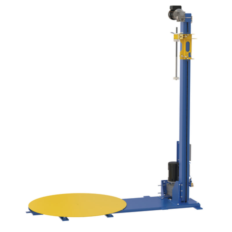 Vestil Steel Wrap Machine with Powered Mast 48 In. Turntable Diameter 4,000 Lb. Capacity Blue / Yellow - SWA-48-PMO