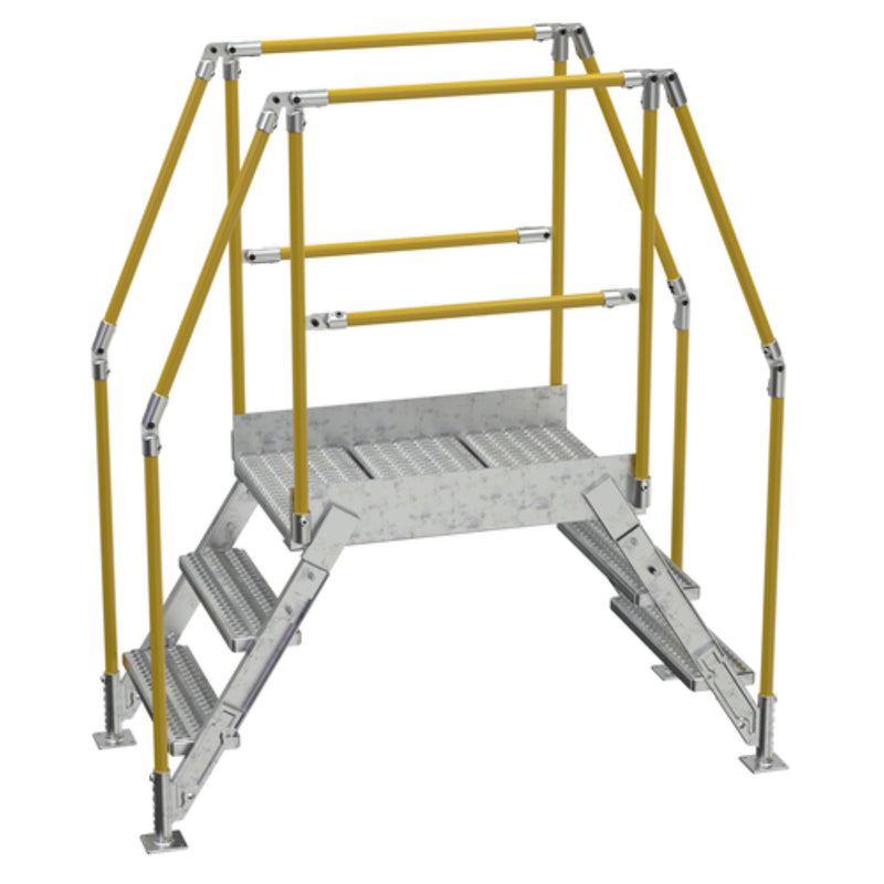 Vestil Galvanized Steel Crossover Ladder 3 Step 23-1/2 In. x 36 In. 500 Lb. Capacity Silver - COL-3-26-23-HDG