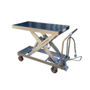 Vestil Partially Stainless Steel Air/Hydraulic Scissor Lift Cart 39-1/2 In. x 20 In. Platform With Poly-On-Poly Casters 1,750 Lb. Capacity Silver - AIR-1750-PSS