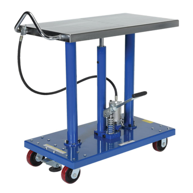 Vestil Steel Air Hydraulic Post Table 24 In. x 36 In. 2000 Lb. Capacity Blue / Silver - HT-20-2436A-AIR