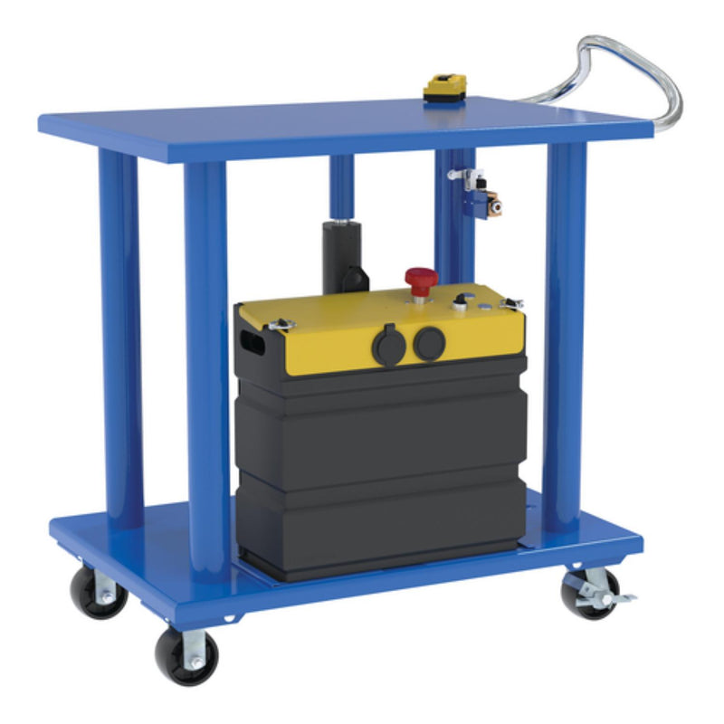 Vestil Steel DC Powered Hydraulic Post Table 24 In. x 36 In. 2000 Lb. Capacity Blue - HT-20-2436-DC