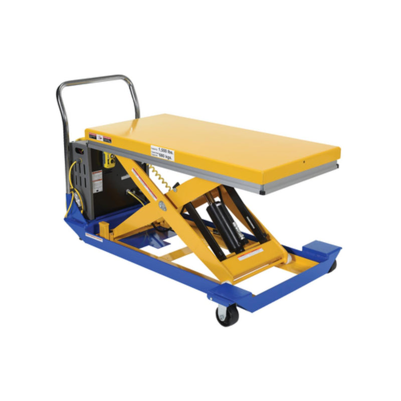 Vestil Steel DC Powered Scissor Cart 48 In. x 32 In. 1500 Lb. Capacity Blue / Yellow - CART-32-15-DC
