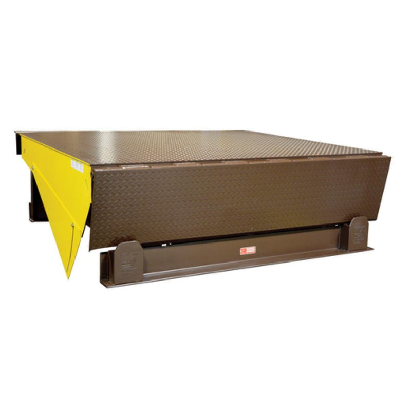 Vestil Steel Electric Hydraulic Dock Leveler 72"W x 86"L x 23-1/2"D Pit Dimensions, 35000 Lb. Capacity Brown/Yellow - EH-68-35