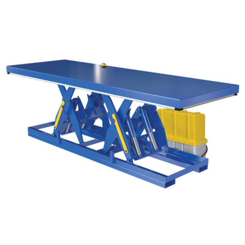 Vestil Steel Electric Hydraulic Tandem Lift Table 30 In. x 180 In. 2000 Lb. Capacity Blue - EHLT-TL-30180-2-58