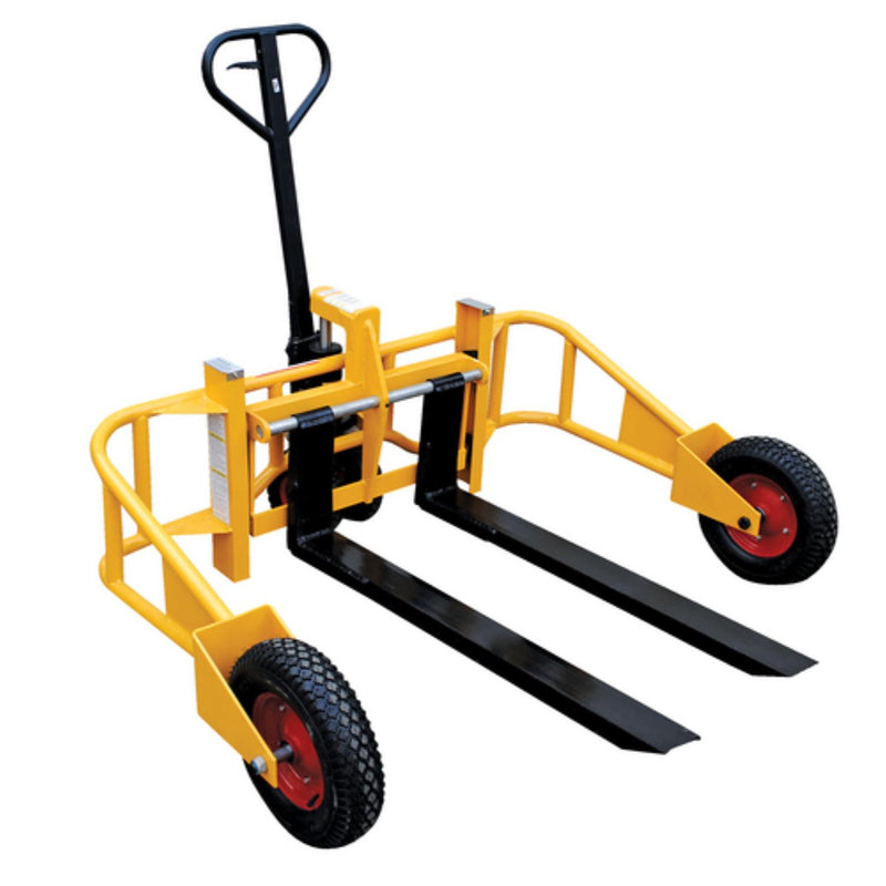 Vestil Steel Manual All-Terrain Pallet Truck 48 In. Long Adjustable Width Forks 2,000 Lb. Capacity Yellow - ALL-T-2-48