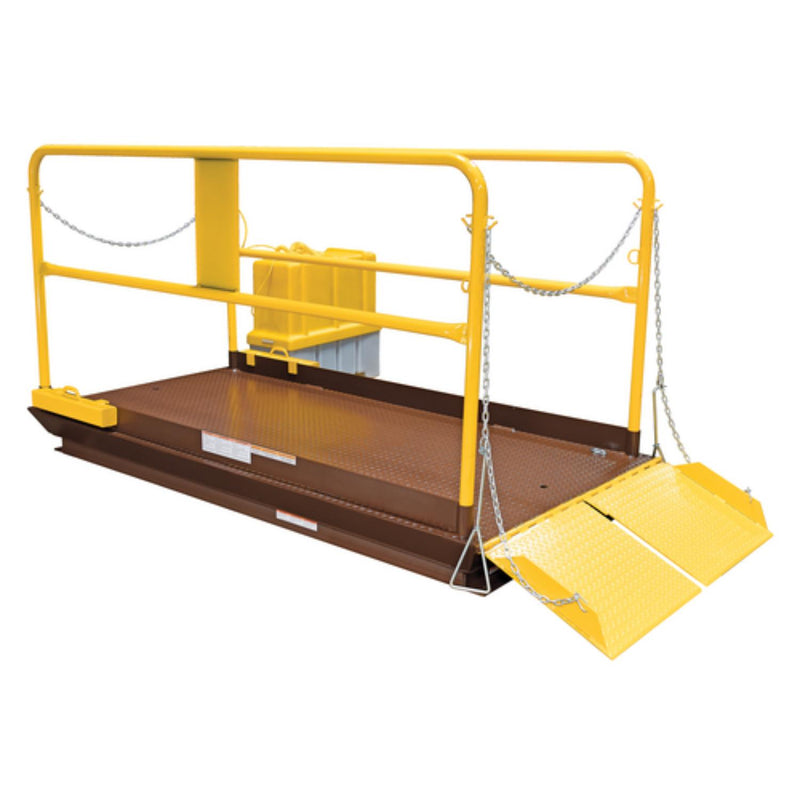 Vestil Steel Premium Truck Scissor Dock Lift 7 Ft x 12 Ft 12,000 Lb. Capacity Brown/Yellow - WL-100-12-712