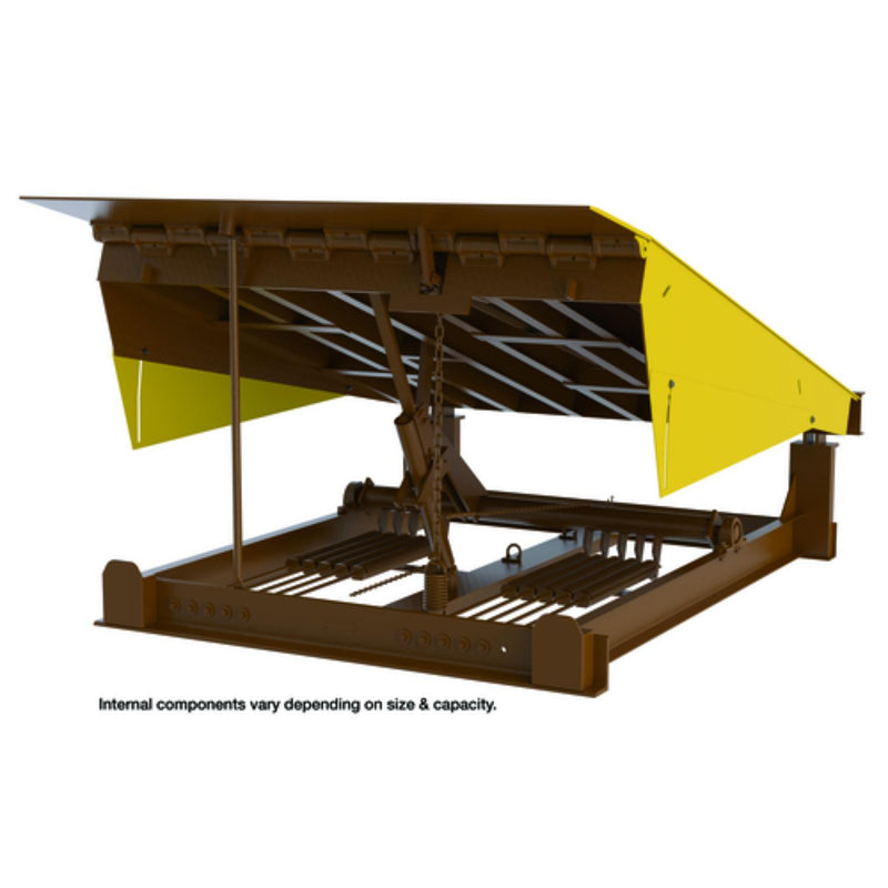 Vestil Steel Pull Chain Mechanical Dock Leveler 74"W x 50"L x 24"D Pit Dimensions 40000 Lb. Capacity Brown/Yellow - RR-65-40