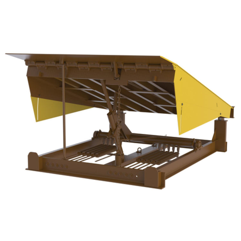 Vestil Steel Pull Chain Mechanical Dock Leveler 86"W x 110"L x 24"D Pit Dimensions 50000 Lb. Capacity Brown/Yellow - RR-710-50