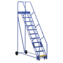 Vestil Steel Rolling Warehouse Ladder 58 Degree 11 Perforated 23-9/16 In. Step Width 350 Lb. Capacity Blue - LAD-11-21-P