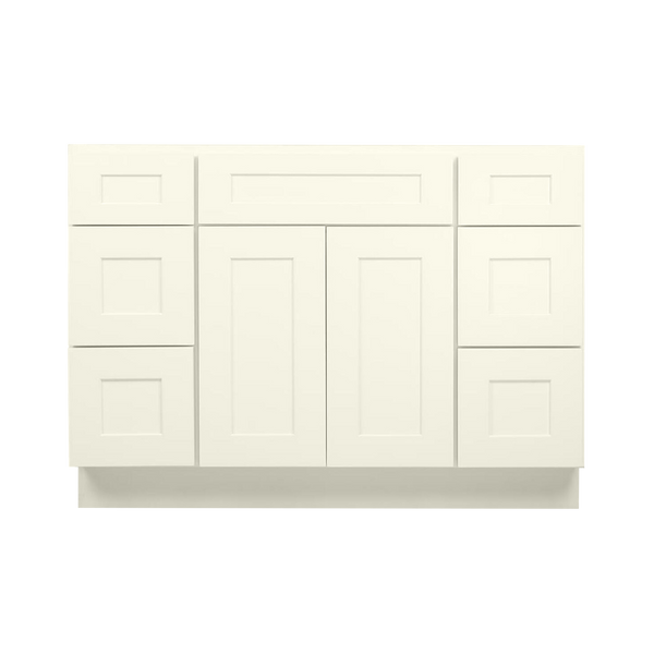 54 Inch Antique White Shaker Single Sink Bathroom Vanity with Drawers