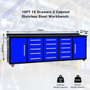 10ft Storage Workbench 15 Drawers with Wheels