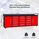 10ft Storage Workbench 15 Drawers with Wheels