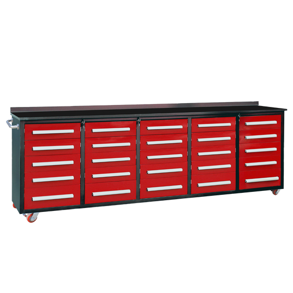 10ft Storage Workbench 25 Drawers with Wheels