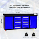 7ft Storage Workbench 10 Drawers with Wheels