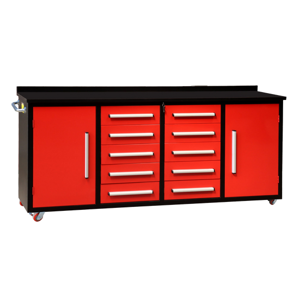 7ft Storage Workbench 10 Drawers with Wheels