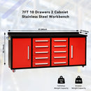 7ft Storage Workbench 10 Drawers with Wheels