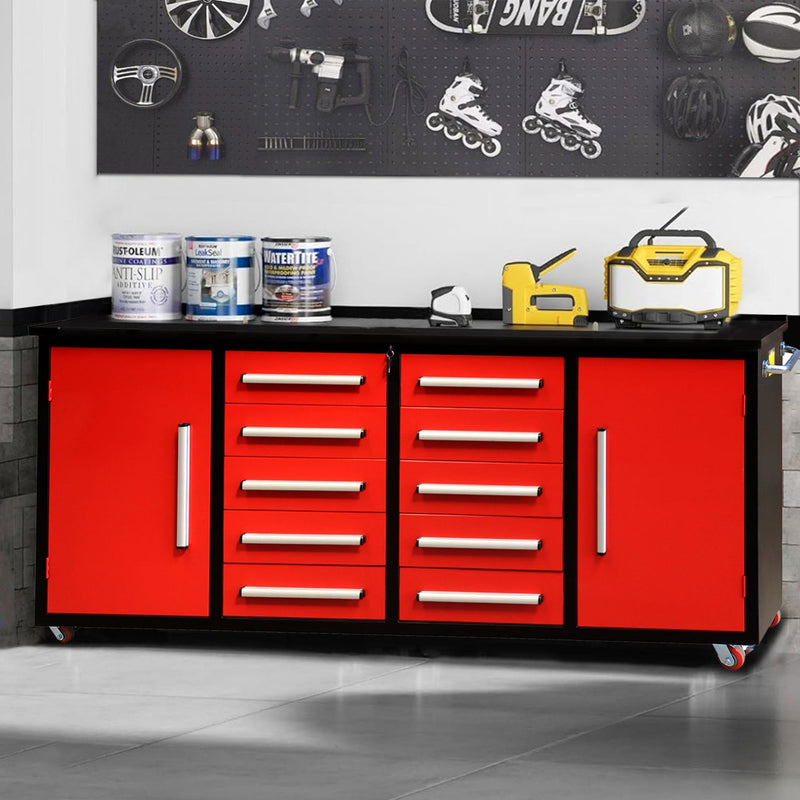 7ft Storage Workbench 10 Drawers with Wheels