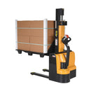 Vestil Steel Narrow Mast Stacker DC Powered 90 In. Raised Height Fixed Fork 27 In. Fork Width 2,500 Lb. Capacity Black / Yellow - SNM-90-FF-27