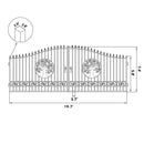 20x8 ft Steel Dual Swing Driveway Gate with Wider Goalposts