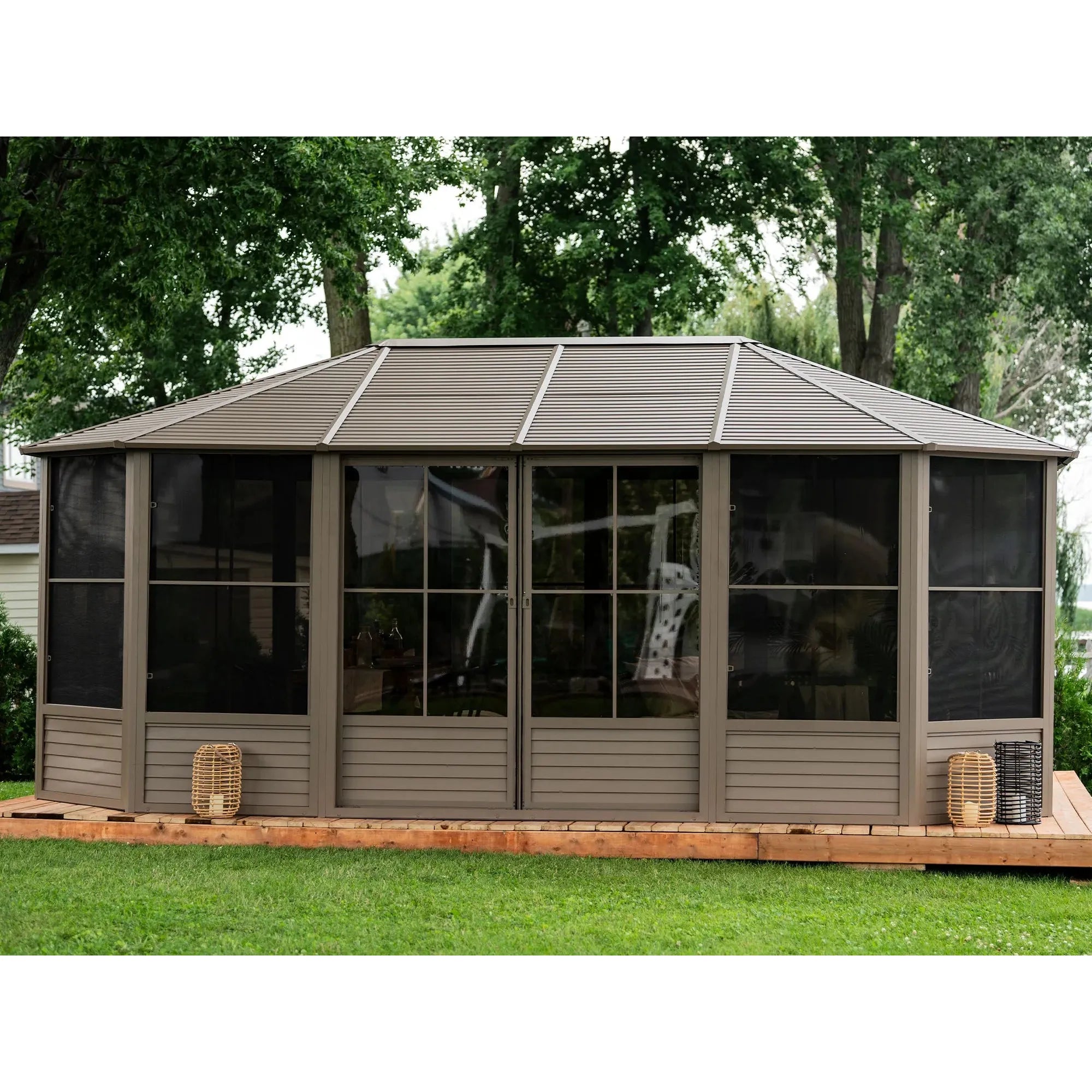 Gazebo Penguin Wall Mounted Florence Solarium with Metal Roof Add a Room 8'x16' - W1608MR - Serenity Provision