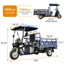 Electric Hydraulic Dump Cargo Tricycle Truck 1760lb Load Capacity, 60V 1500W Motor